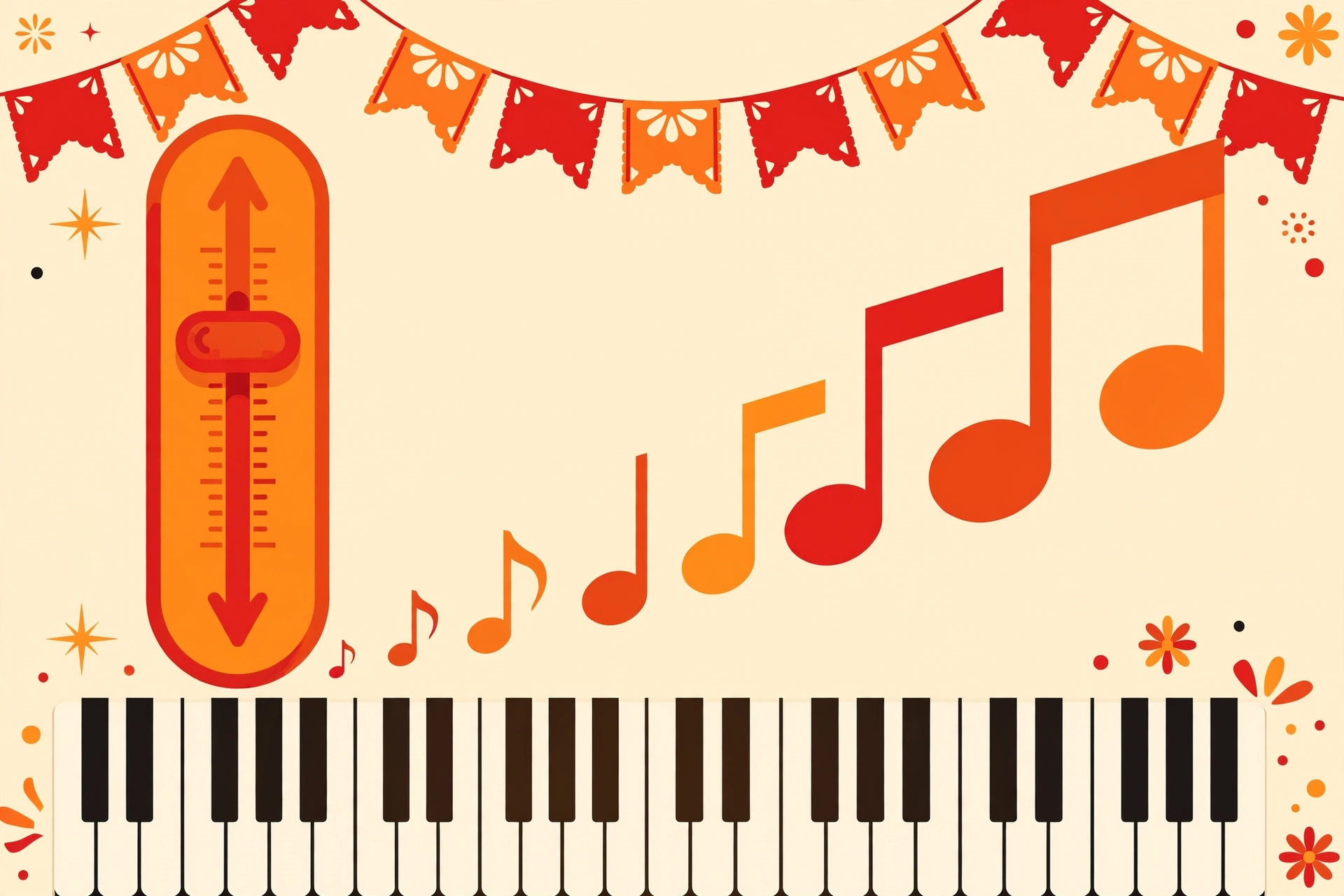 Piano keys with pitch slider for LaSing Karaoke key changer